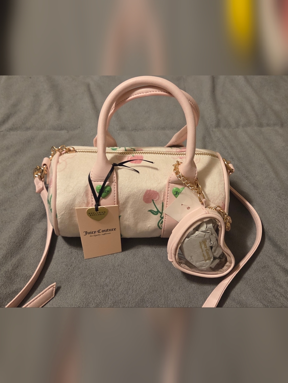 Juicy Couture Pink Tulip Barrel Bag with Heart Coin Pouch